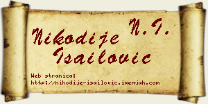 Nikodije Isailović vizit kartica